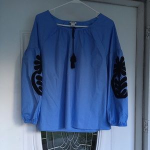 J.Crew Blue Blouse Sz L